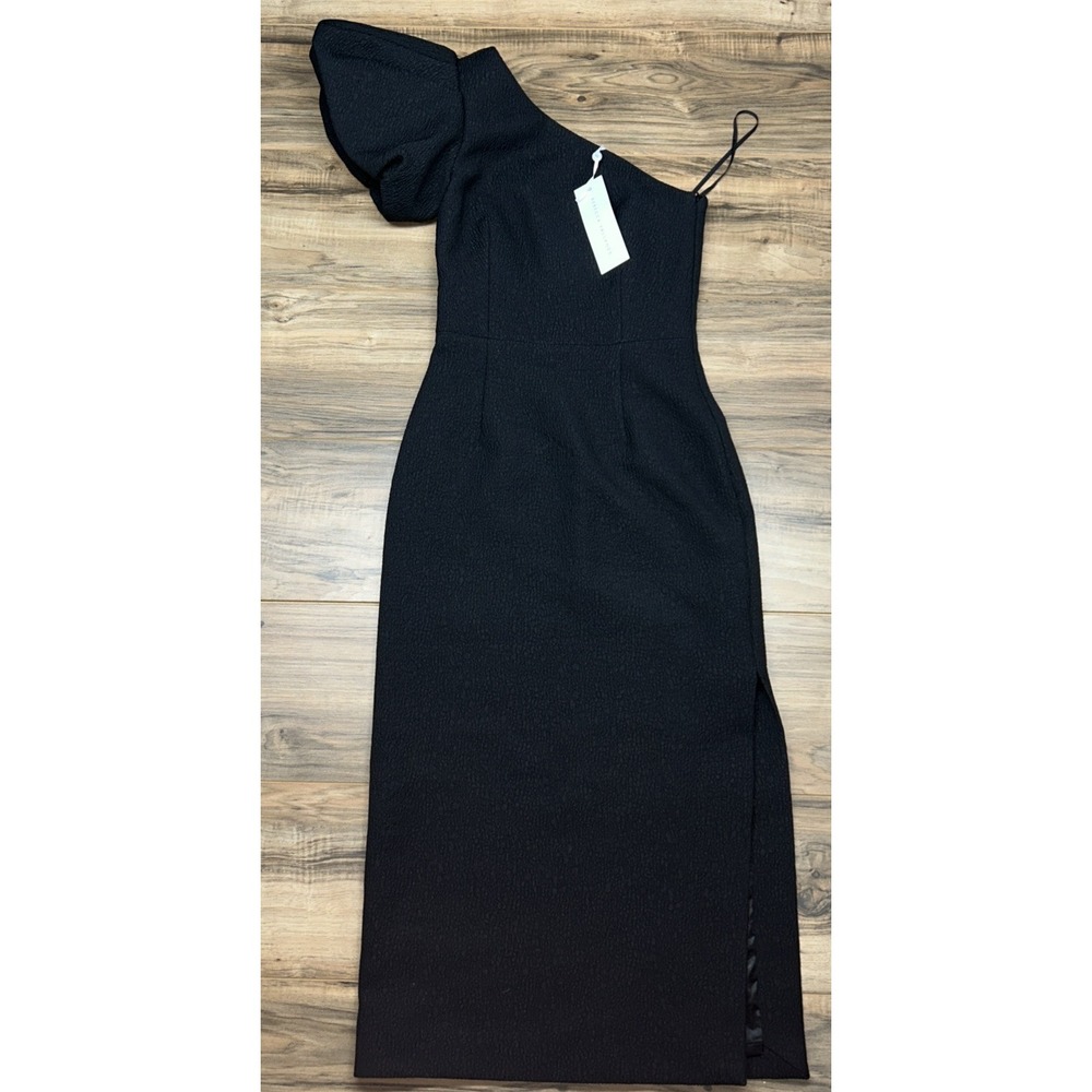 NWT Rebecca Vallance Natalia One‎ Sleeve Midi, Black, Size 4